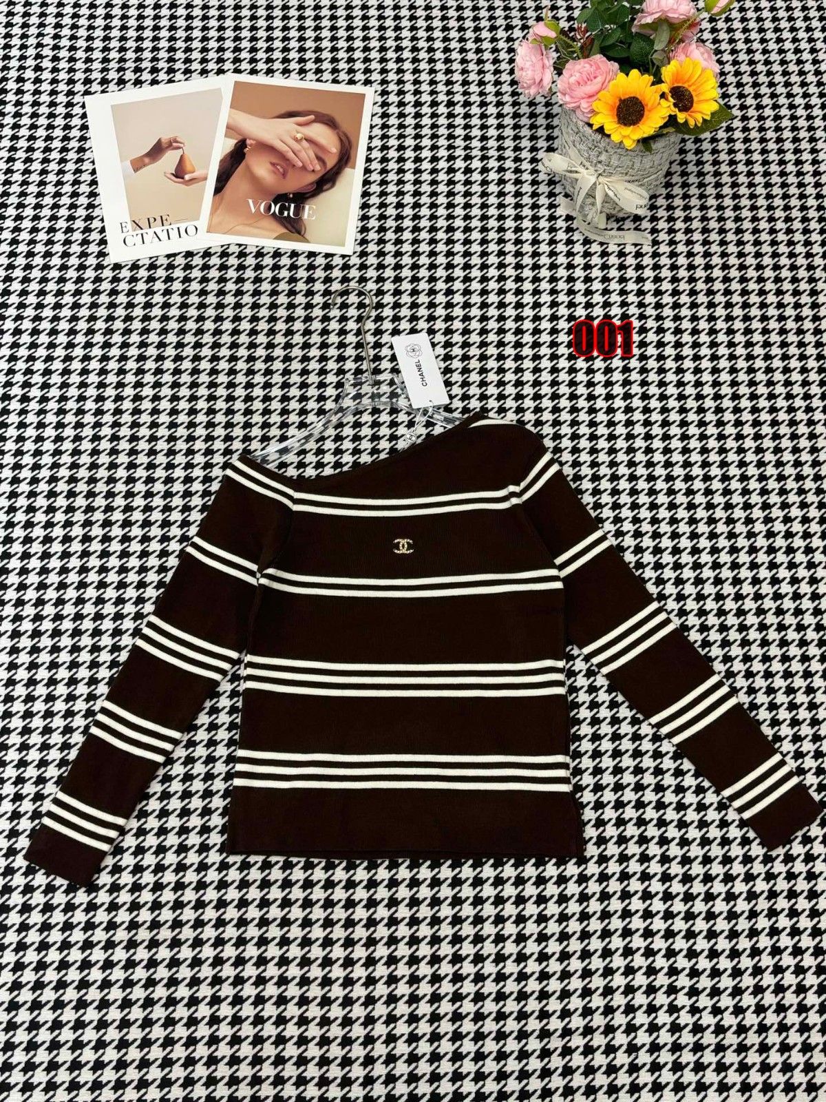 シャネル ストライプのカラーブロックニット オシャレ A31816