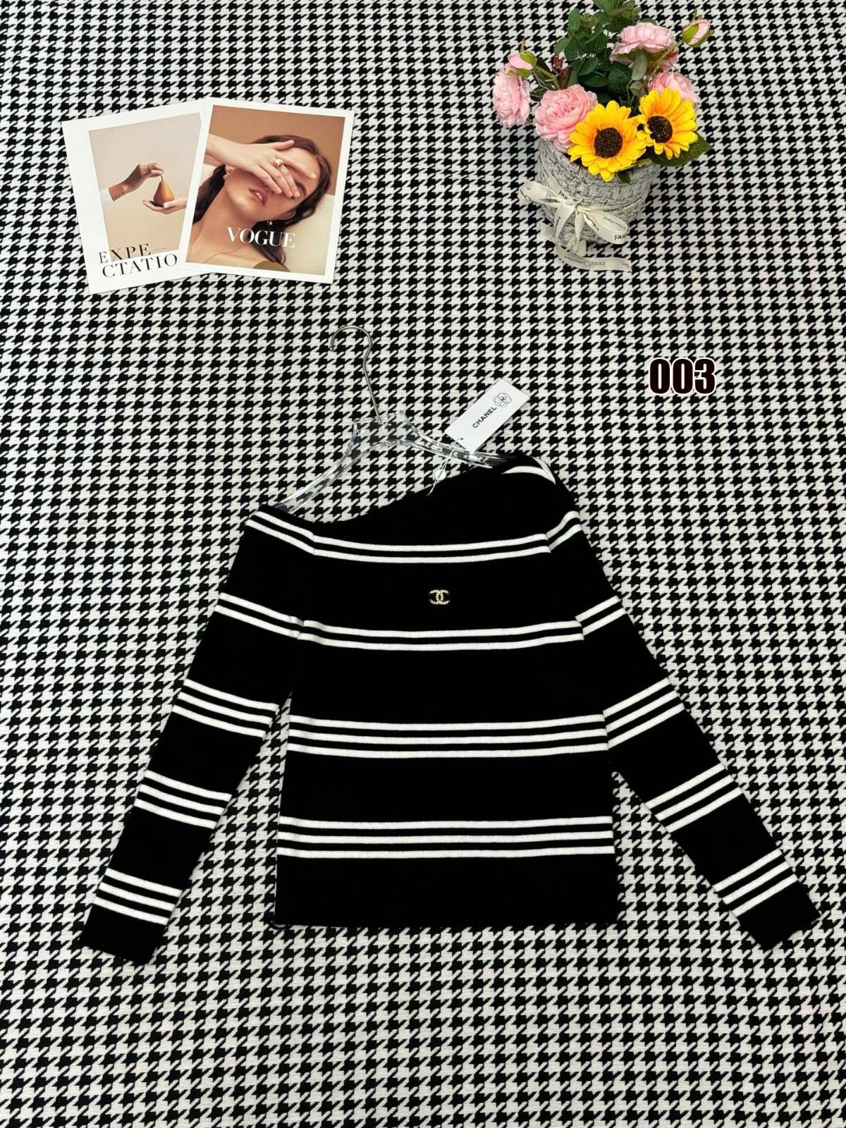 シャネル ストライプのカラーブロックニット オシャレ A31816