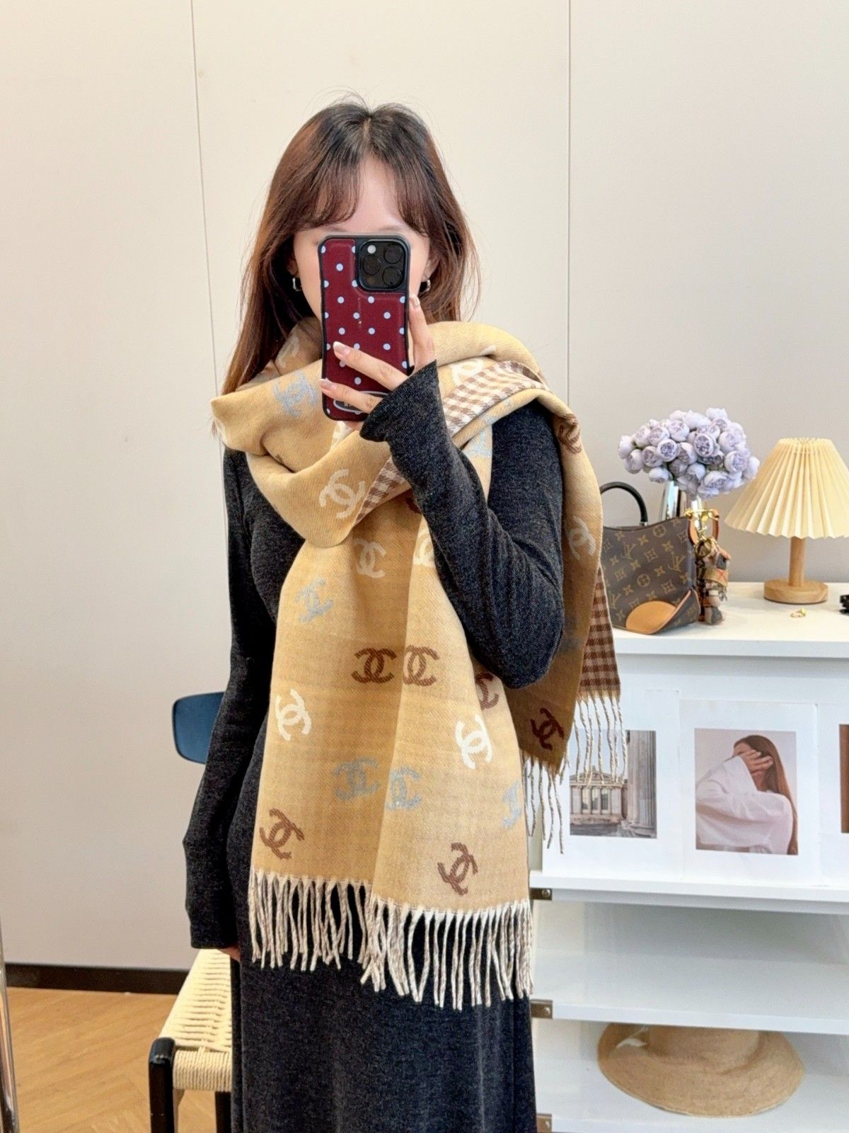 シャネル マフラー 秋冬 レディース 暖かい A31840