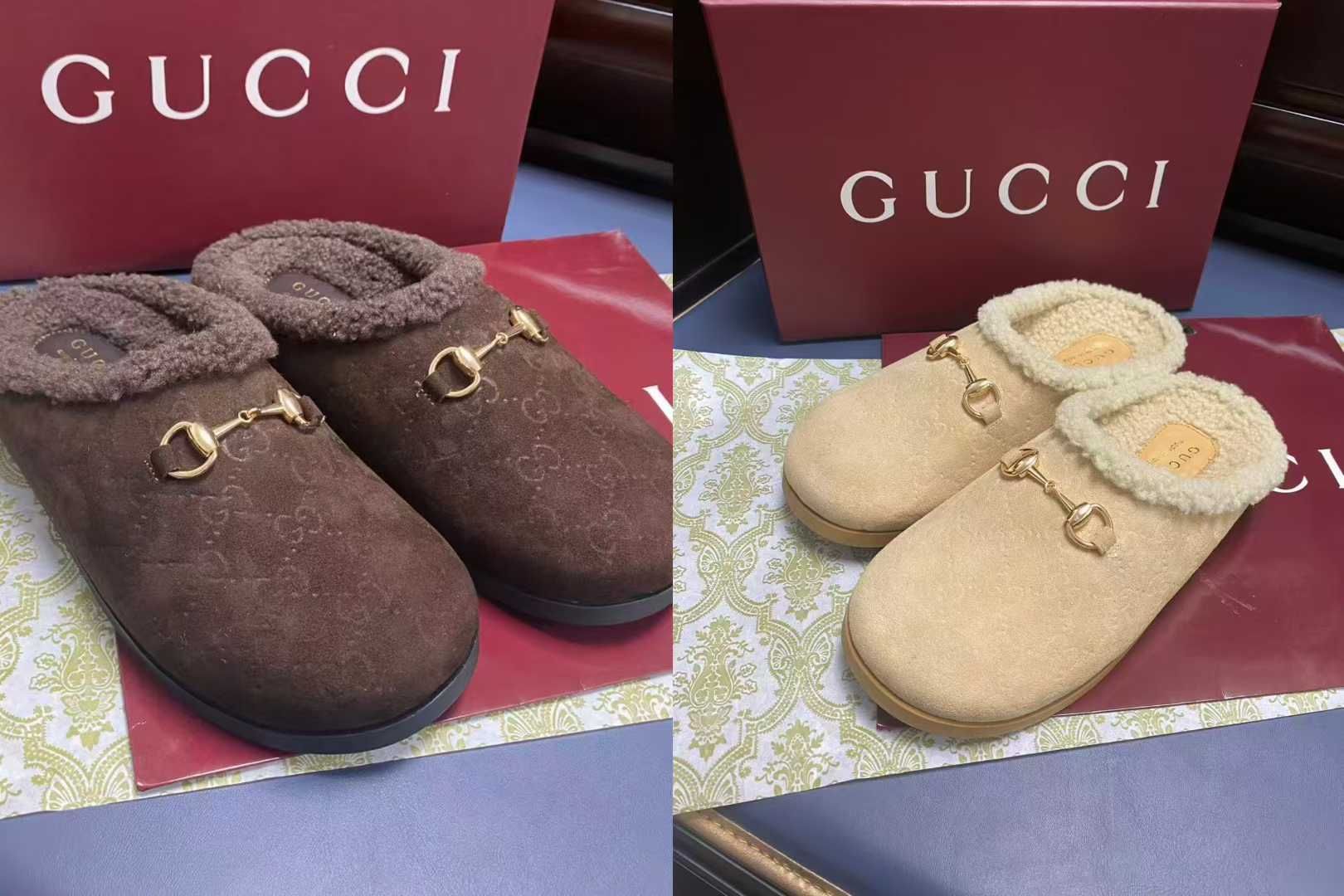 グッチ ファースリッパ 男女向け 暖かい A31855
