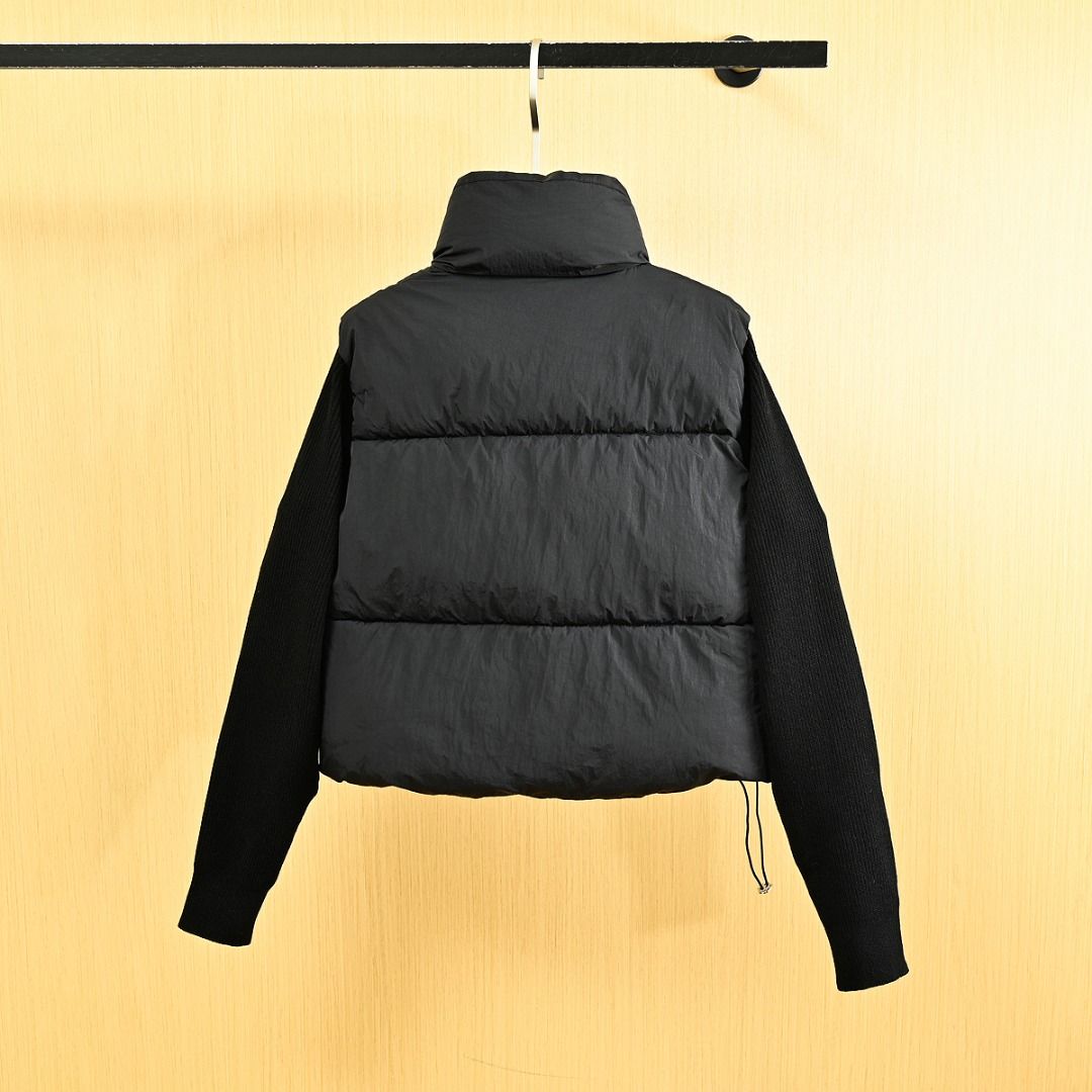 モンクレール レディース 綿入りジャケット パッチワークニットスリーブ A31875