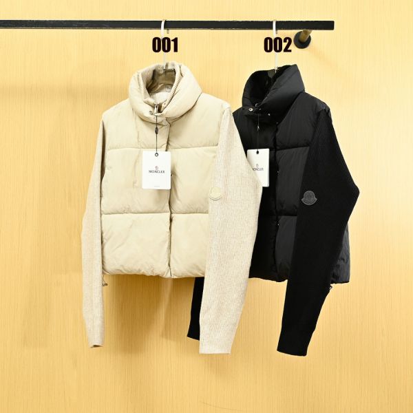 モンクレール レディース 綿入りジャケット パッチワークニットスリーブ A31875