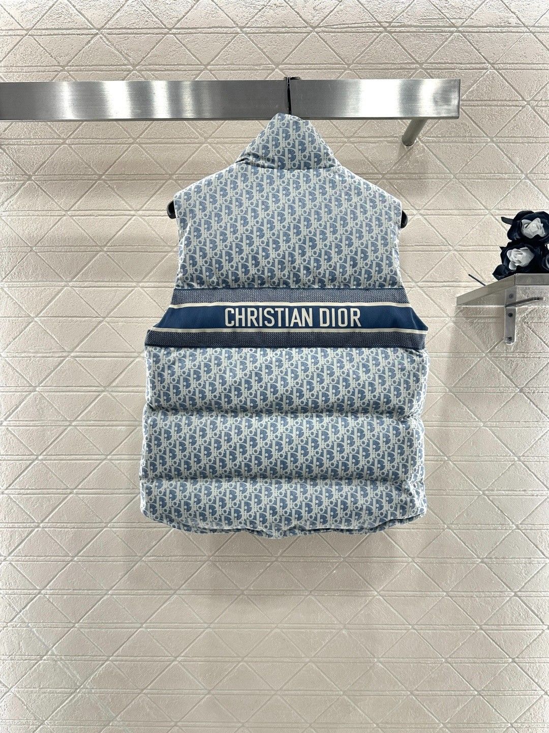 ディオール ダウンベスト ダブルフェイス ジャカード スタンドカラー A31888