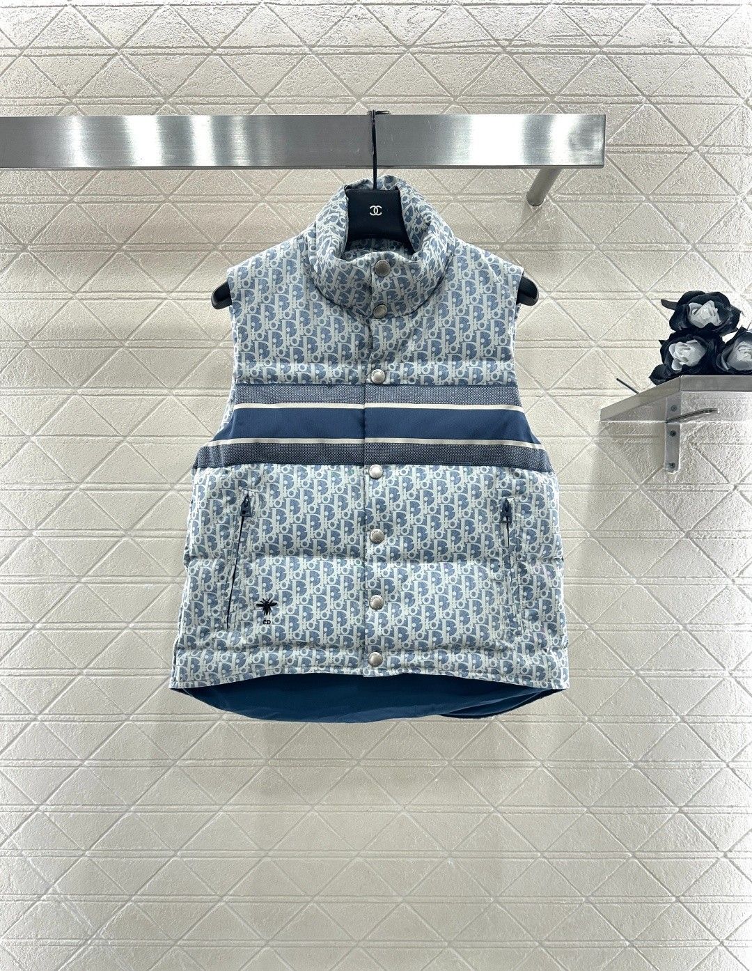 ディオール ダウンベスト ダブルフェイス ジャカード スタンドカラー A31888