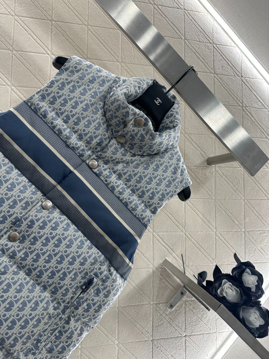 ディオール ダウンベスト ダブルフェイス ジャカード スタンドカラー A31888