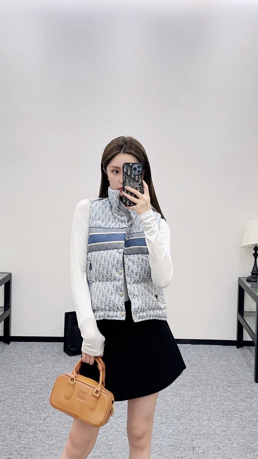 ディオール ダウンベスト ダブルフェイス ジャカード スタンドカラー A31888