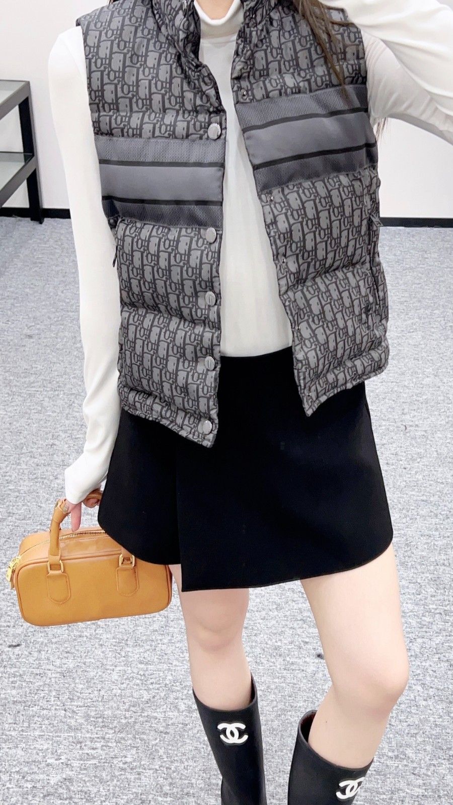 ディオール ダウンベスト ダブルフェイス ジャカード スタンドカラー A31888