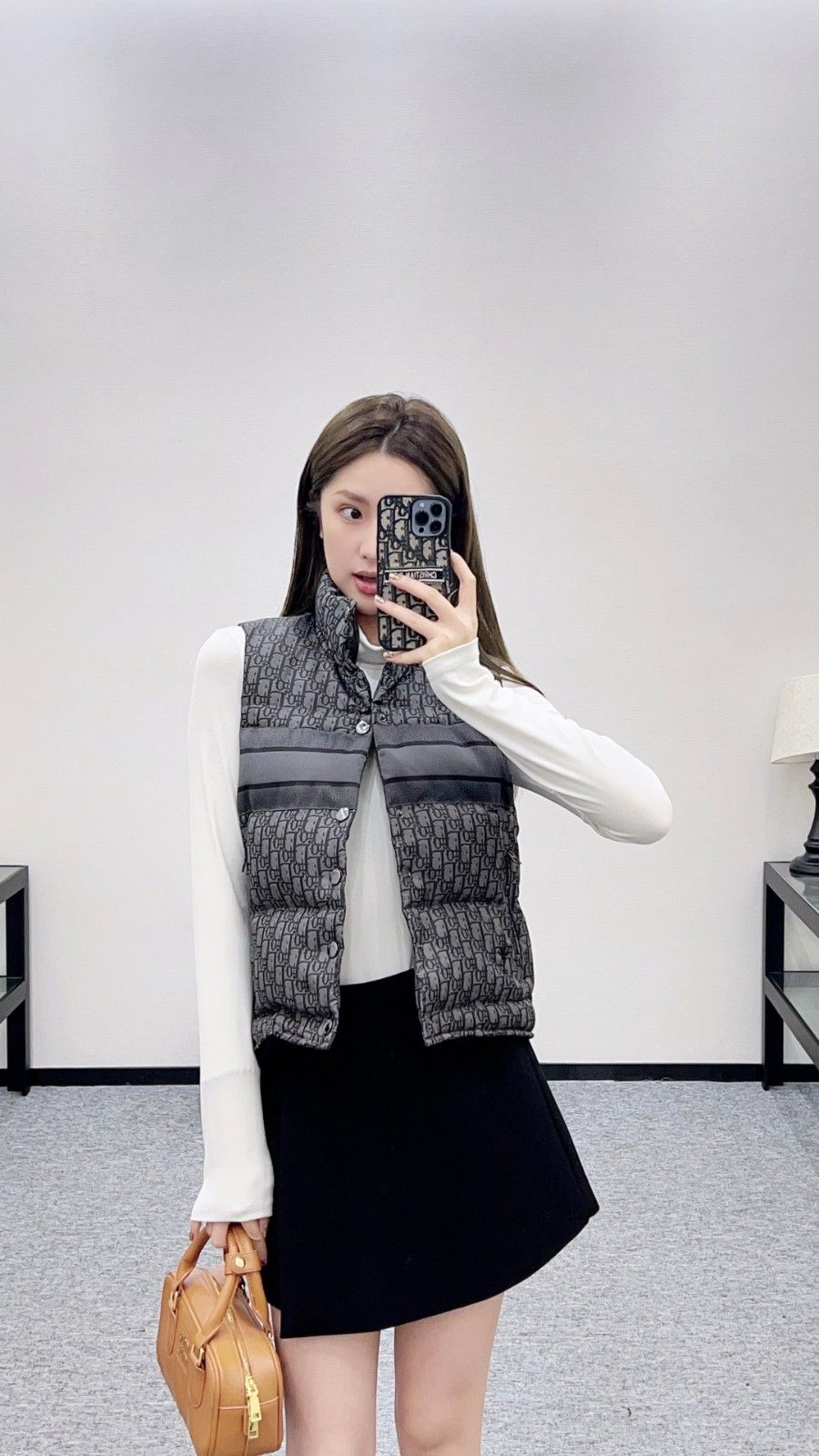 ディオール ダウンベスト ダブルフェイス ジャカード スタンドカラー A31888