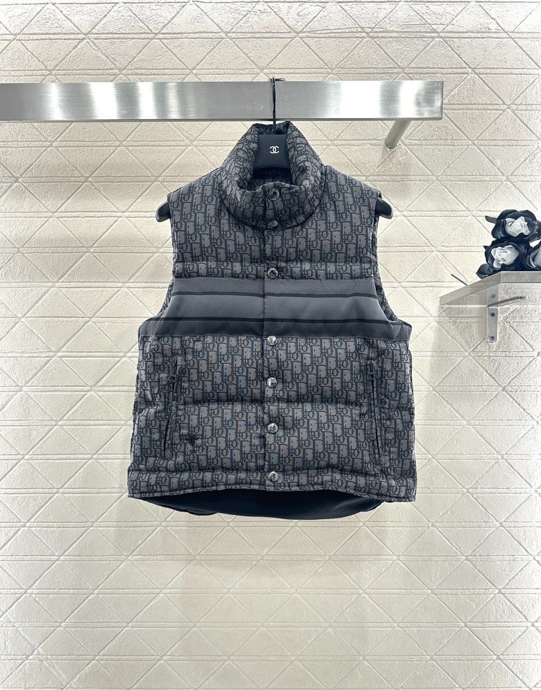 ディオール ダウンベスト ダブルフェイス ジャカード スタンドカラー A31888