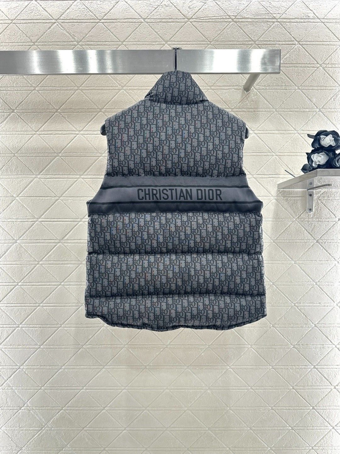 ディオール ダウンベスト ダブルフェイス ジャカード スタンドカラー A31888