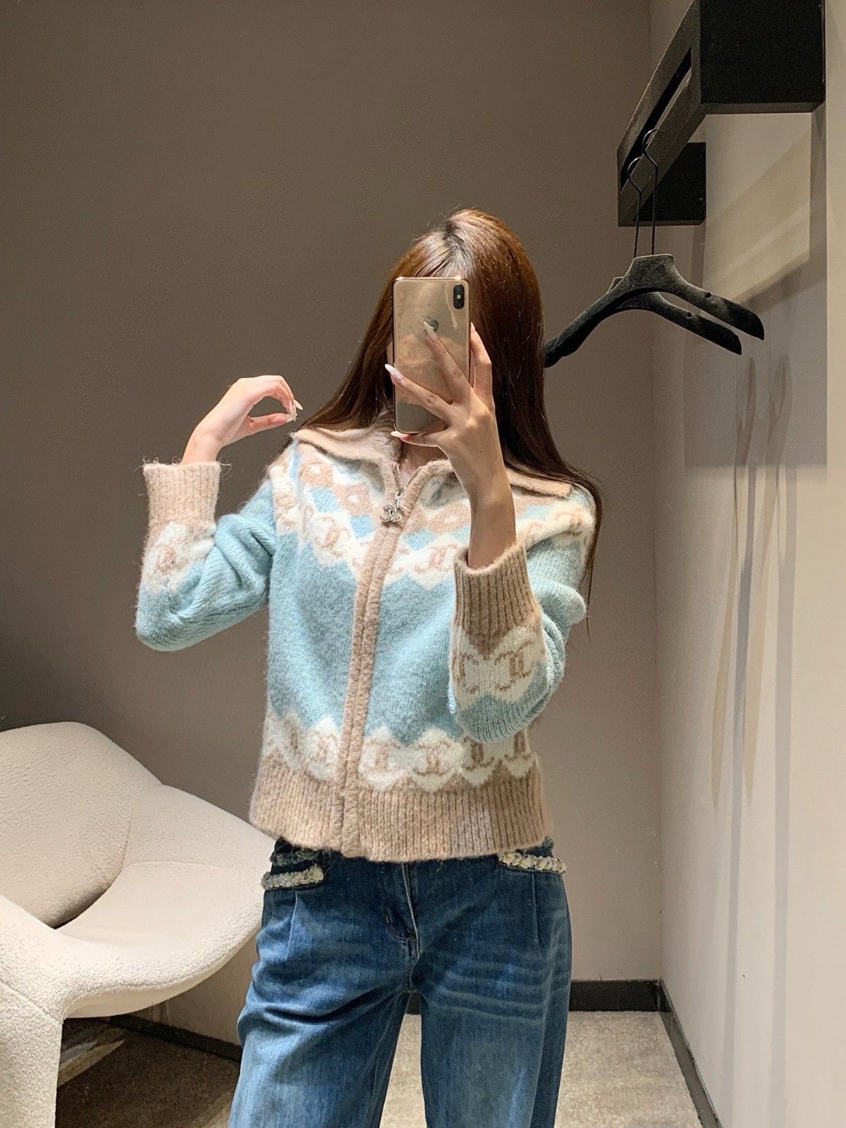 シャネル ニット ジップカーディガン オシャレ A31886