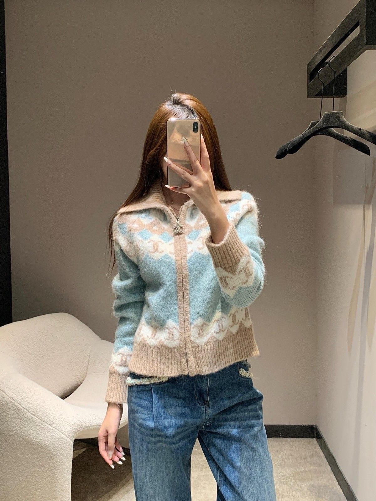 シャネル ニット ジップカーディガン オシャレ A31886