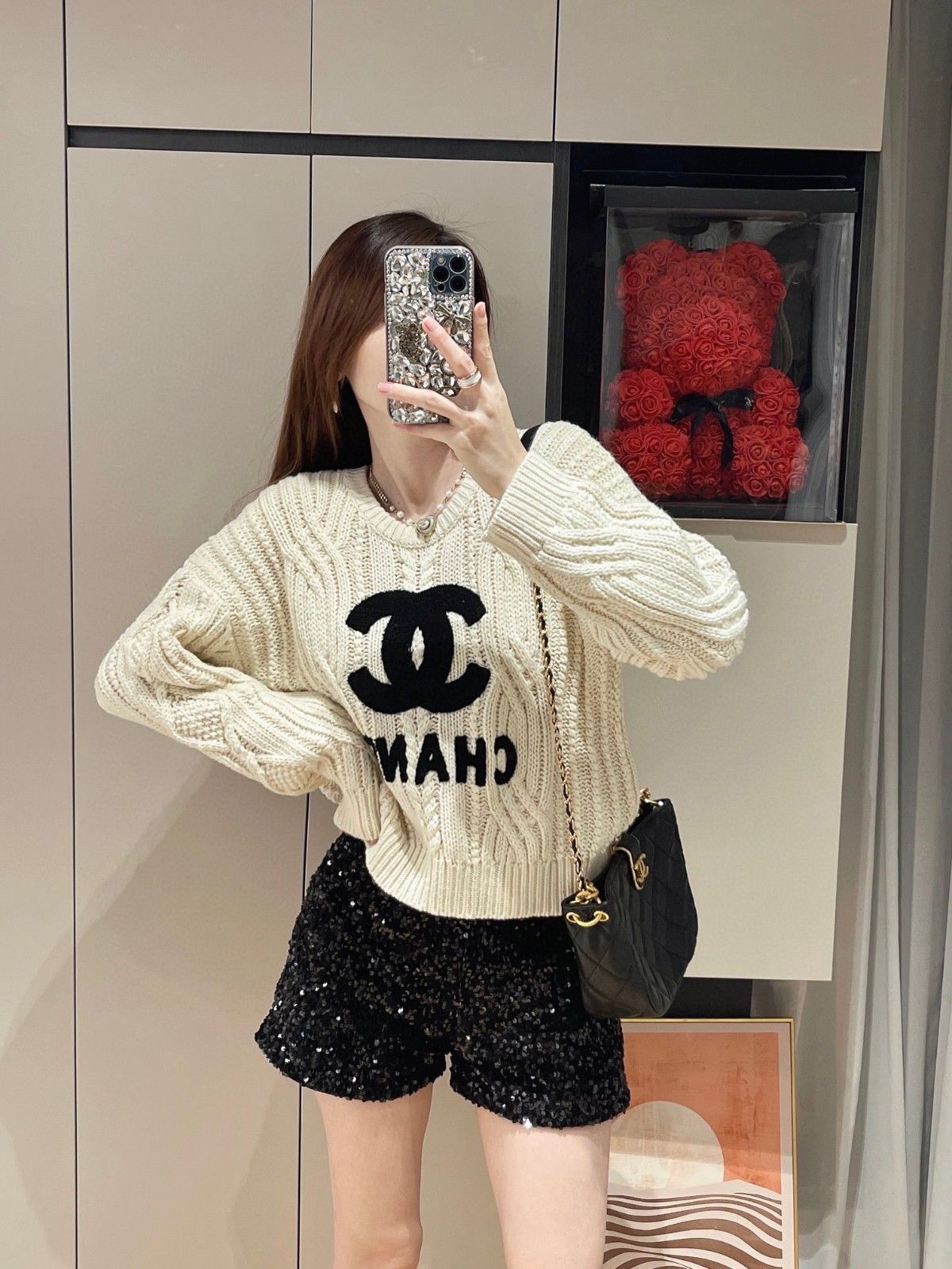シャネル ニットセーター 刺繍ロゴ レディース A31893