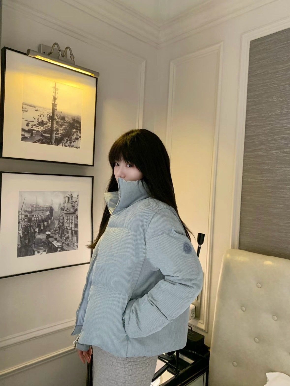 モンクレール コール天の綿入りジャケット レディース A31922