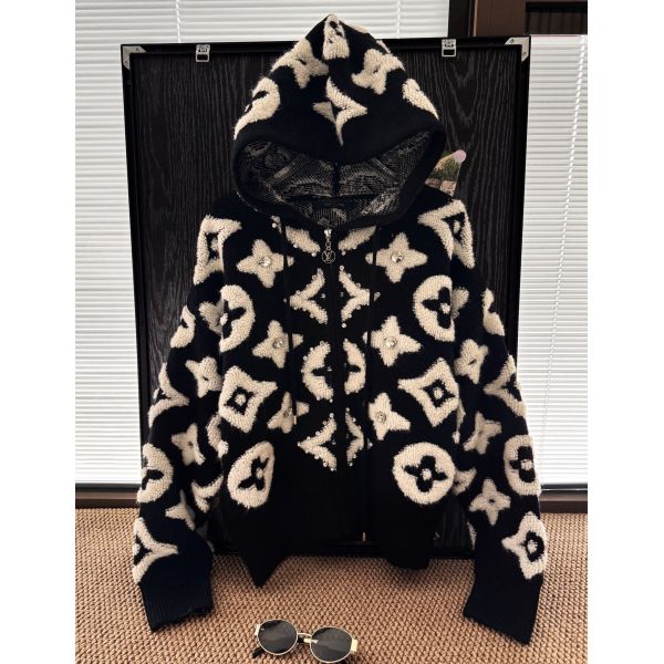 ルイヴィトン ジップ付きフード付きニットアウター A31925