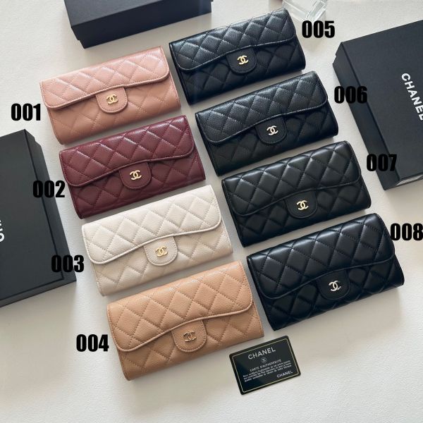 シャネル 長財布 キャビアレザーの二つ折り長財布 A31919