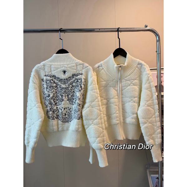 ディオール 刺繍入りニットジップアップセーター A31927