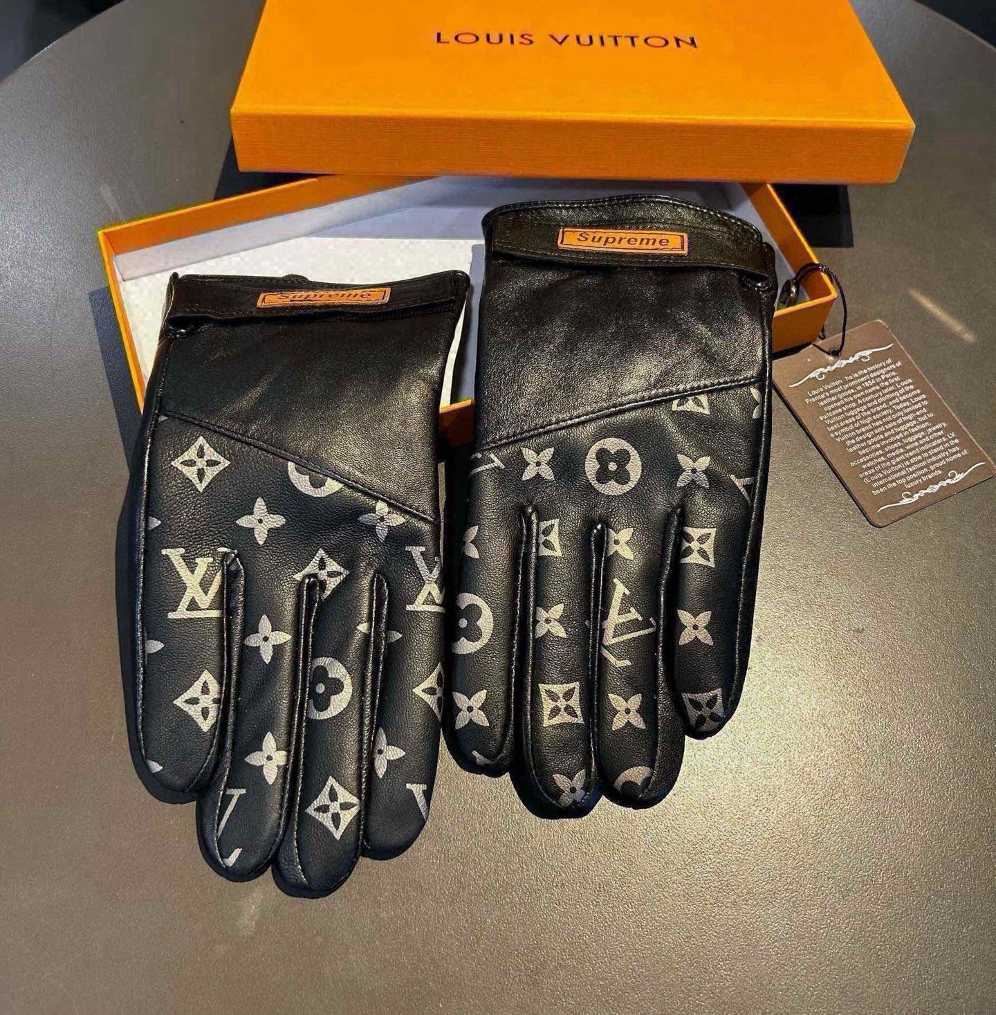 ルイヴィトン supreme 手袋 ファー手袋 レザー メンズA31947
