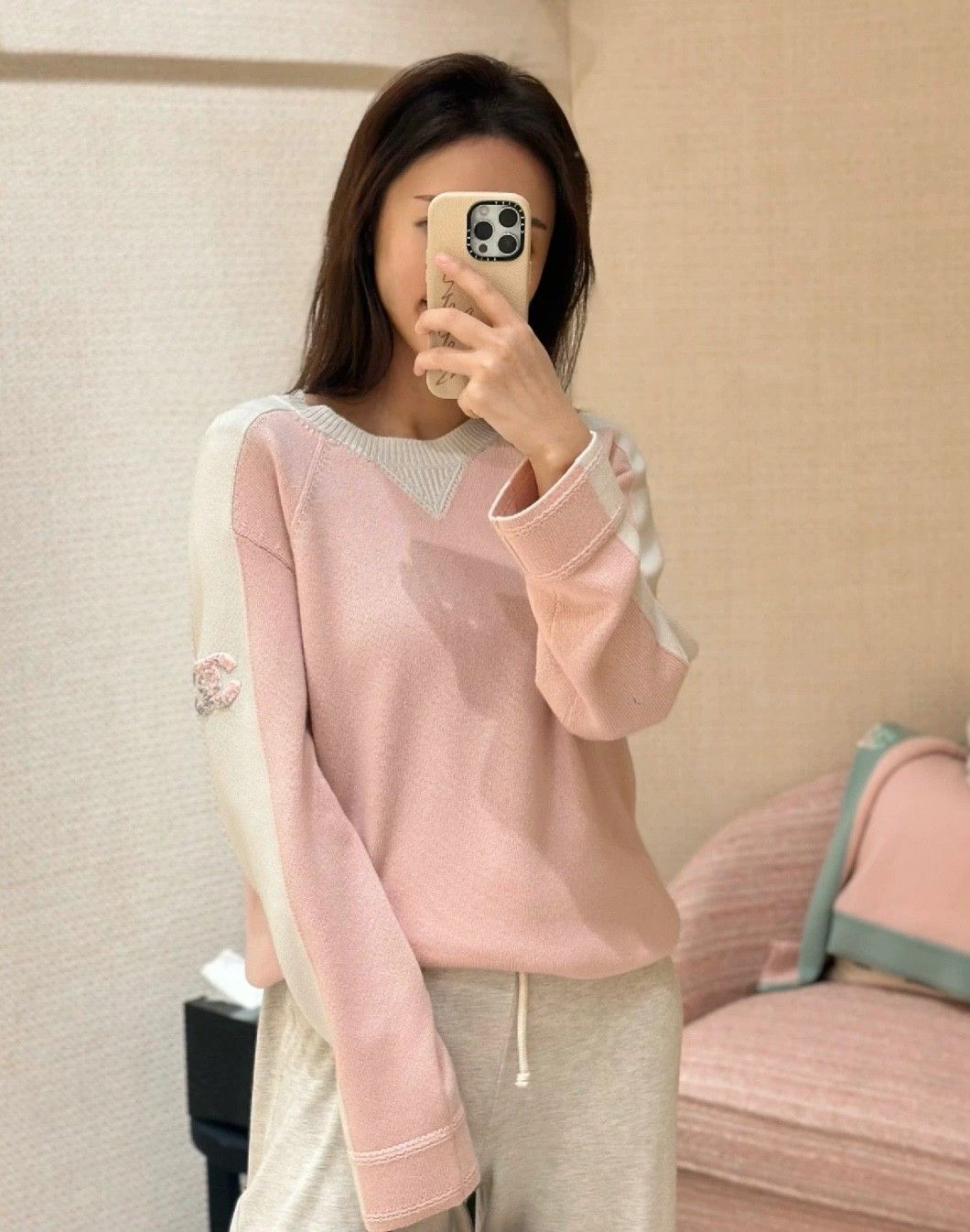 シャネル セーター 可愛い ピンク A31960